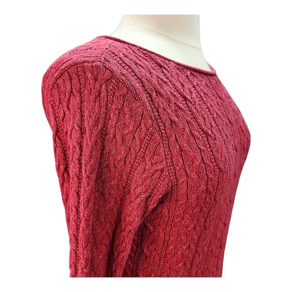 Ralph Lauren Black Label Women’s XLARGE Cable-Knit Sweater Red Cotton Luxury - Picture 4 of 12